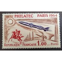 Франция. 1964г. Mi1480**. Выставка " Филатек", марка продавалась только во время выставки "Филатек" в Париже и только с входным билетом за дополнительные 4 франка. Высокая цена каталога.