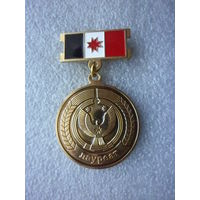 Знак нагрудный. Государственная премия Удмуртской Республики. Лауреат. Флаг герб. Латунь.