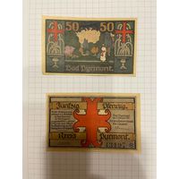 Нотгельд 50 пфеннигов. Германия. Веймарская республика Бад Пирмонт-0201-2