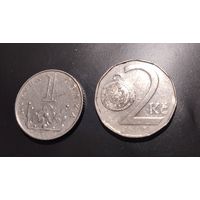 Чехия. 2 монеты 1993 годов