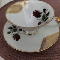 Чайная пара. Бавария. Тонкий фарфор. Натуральная позолота.Винтаж.