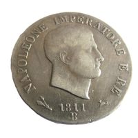 5 лир 1811 В Болонья Наполеон Буанапарт редкая без канта VF+/XF
