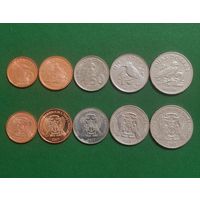 Сан-Томе и Принсипи 10, 20, 50 сентимо 1, 2 добра 2017 г. Набор 5 монет. Птицы