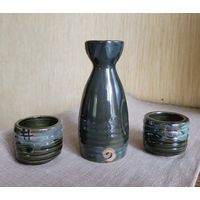 Набор для саке, обливная керамика.