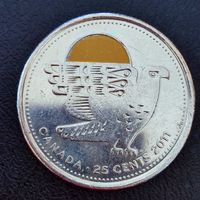 Канада 25 центов 2011 Природа Канады - Сапсан (цветная), (1.4.7).