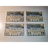 Нотгельды номиналом 10-25-75 пфениннгов и 1 марка,  1921 года, город Эшерсхаузен в Брауншвейге, Германия.