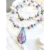 Кулон-бусы-колье из муранского стекла (Murano), ручная уникальная работа