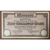 Банкнота 10 миллионов марок 1923год. Дрездена. Веймарская республика
