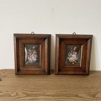 Антикварные парные картины Цветы. Италия. 3653