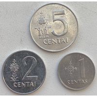 Литва 1, 2, 5 центов 1991 г.