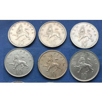Великобритания 10 пенсов 1968, 1969, 1971, 1973, 1974, 1975, 1976, 1979, 1980