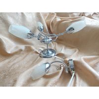 КОМПЛЕКТ: люстра с тюльпанами и бра