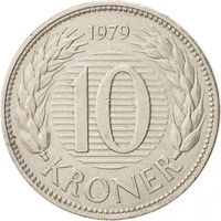 Дания 10 крон, 1979 Королева Маргрете II UNC