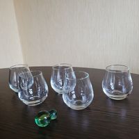 Рюмки/стопки в форме бочёнка, стекло, одним лотом 5 шт.