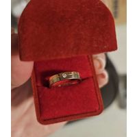 Кольцо 16-16.5 р-р из комбинированного золото (белое+жёлтое), вставка бриллиант