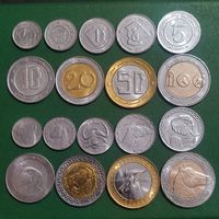 Алжир. Набор 9 монет 1/4, 1/2, 1, 2, 5, 10, 20, 50, 100 динаров 1992 - 2019 год