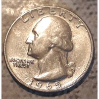 25 центов (квотер) 1965 США без обозначения МД
