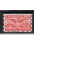 США-1949, (Мих.597),  **   , Авиапочта,  (одиночка)