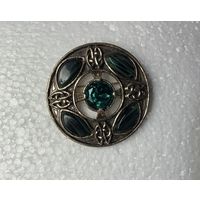 Брошь Кельтская Miracle вставки под малахит Англия 60-е