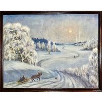 Белявский В.Н "Зима", картон, масло. Размер 54х70 см.