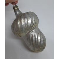 Ёлочная игрушка Погремушка серебряная, стекло. СССР