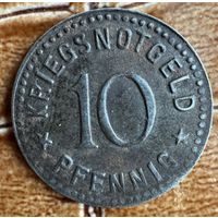 Монета 10 пфеннигов 1917 год. Берлебург. Веймарская республика.