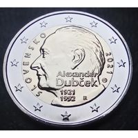 Словакия 2 евро, 2021 100 лет со дня рождения Александра Дубчека UNC