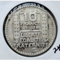 10 франков 1931 Франция Третья Республика! Серебро 10 грамм 680 пробы 0,219 унции! ВОЗМОЖЕН ОБМЕН!