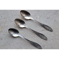 Ложка чайная мельхиор мельхиоровая 3 штуки СССР 14 см.