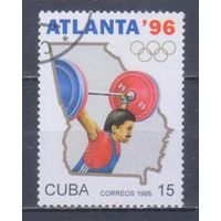 [638] Куба 1995. Спорт.Летние Олимпийские игры.Тяжелая атлетика. Гашеная марка.