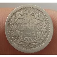 10 центов 1913 Нидерланды серебро