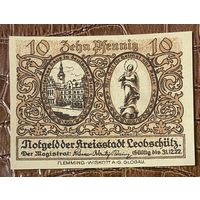 Нотгельд 10 пфеннигов 1922 год. Леобшютц,. Веймарская республика