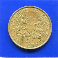 Кения 5 центов 1968