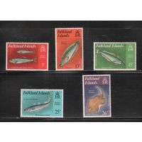 Фолклендские острова-1981(Мих.336-340) , ** , Морская фауна,Рыбы (полная серия)