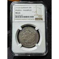 3 марки 1915 Мансфельд Пруссия NGC MS65 Редкая!