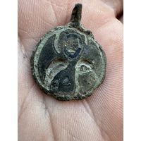 Иконка.Спас вседержитель с процветшим крестом"Якорь" 11-12в. Остатки чернения.