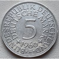 ФРГ 5 марок 1960 F, серебро