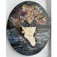 Панно на холсте масло , акрил , поталь , стразы .