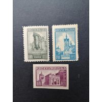 Польша 1945 Неполная серия марок "Виды Гданьска (Danzig)" (чистая*) Mi.410-411,412В каталог 2.10 евро