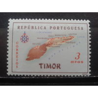 Тимор, колония Португалии. 1956. **Карта островов