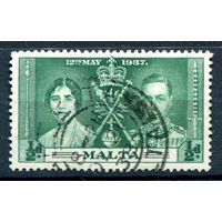 Британские колонии - Мальта - 1937г. - коронация короля Георга VI и королевы Елизаветы, 1/2 d - 1 марка - гашёная [Mi 173]. #2-Bc-54-A-1