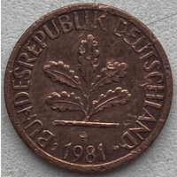 Германия 1 пфенниг 1981 г. D