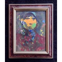 Акулов В.И. "Образ мальчика при лунном свете", 2017г. Дерево, акрил. Размеры 23,5/18 см., с рамой 32/26 см.