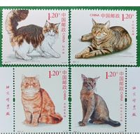 Китай КНР 2013- Кошки кошачьи млекопитающие фауна домашние животные марки ** MNH сцепки