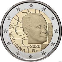 2 евро 2020 Финляндия 100 лет со дня рождения Вяйнё Линна UNC из ролла