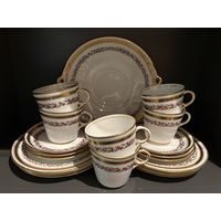 Сервиз чайный на 6 персон Цветы ручная роспись Антиквариат Европа