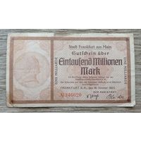 Werty71 ГЕРМАНИЯ 1 МИЛЛИАРД МАРОК 1923 банкнота 1000000000 Франкфурт-на-Майне