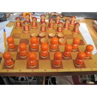 Шашки деревянные расписные.