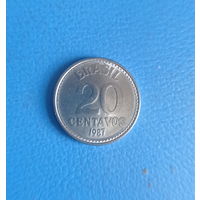 Бразилия 20 сентаво 1987 год