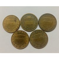 Австрия 50 грошей, 1961 год.1972 год.1979 год.1981 год.1989 год